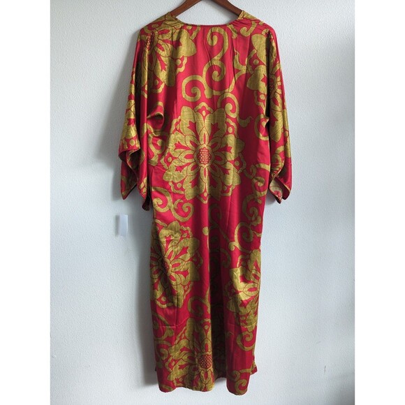 Natori Private Luxuries Red & Gold‎ Kaftan Women's Size Medium New - Picture 2 of 5